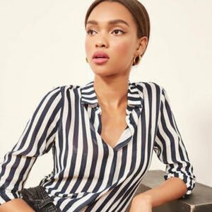 Reformation Striped Violet Blouse Size S